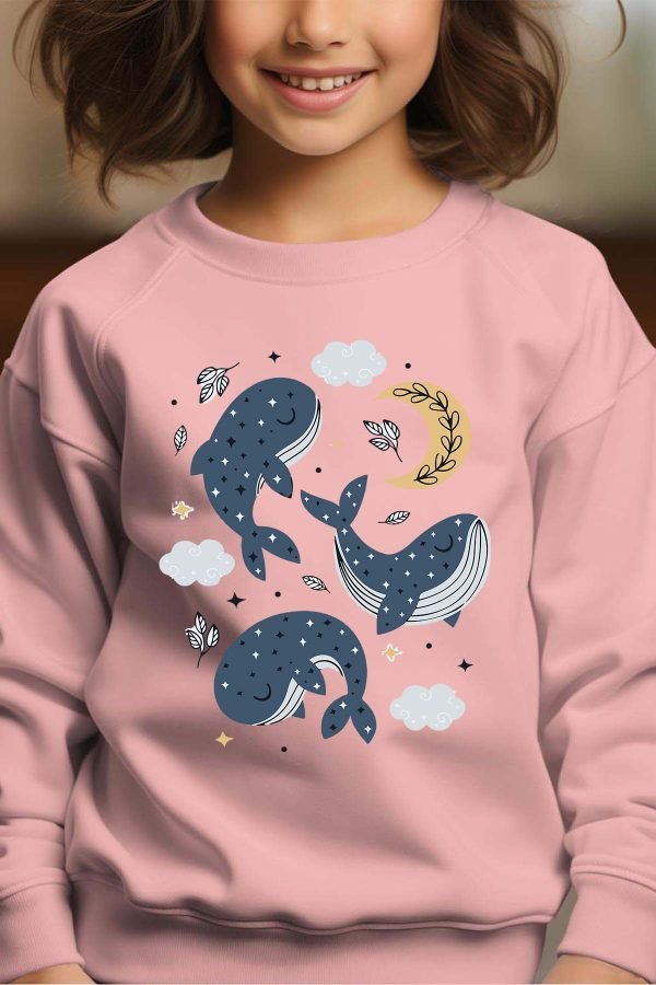 Sweat Col Rond Fille en Gros | Baleine moon