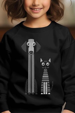 Sweat Col Rond Fille en Gros | Black & Meow BLANC