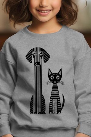 Sweat Col Rond Fille en Gros | Black & Meow NOIR