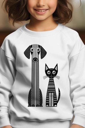 Sweat Col Rond Fille en Gros | Black & Meow