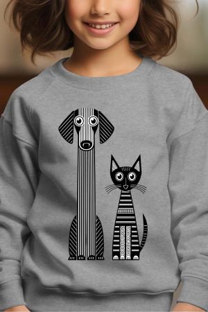 Black & Meow – Sweat Col Rond Fille – Gris