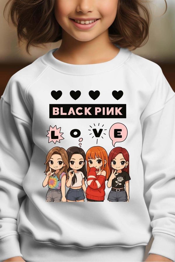 Sweat Col Rond Fille en Gros | Black Pink Love
