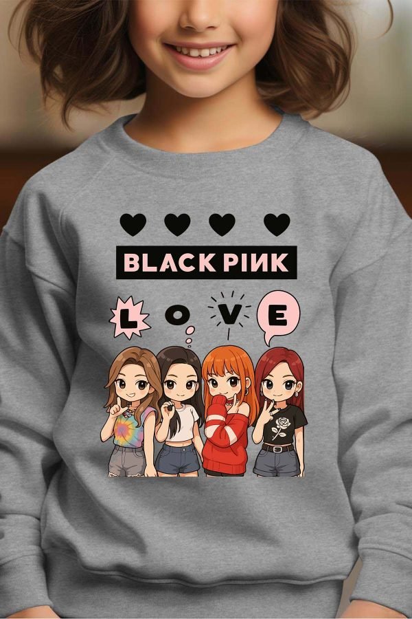 Sweat Col Rond Fille en Gros | Black Pink Love