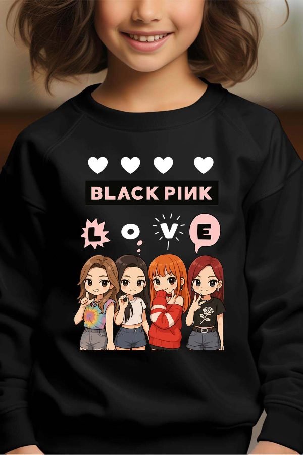 Sweat Col Rond Fille en Gros | Black Pink Love