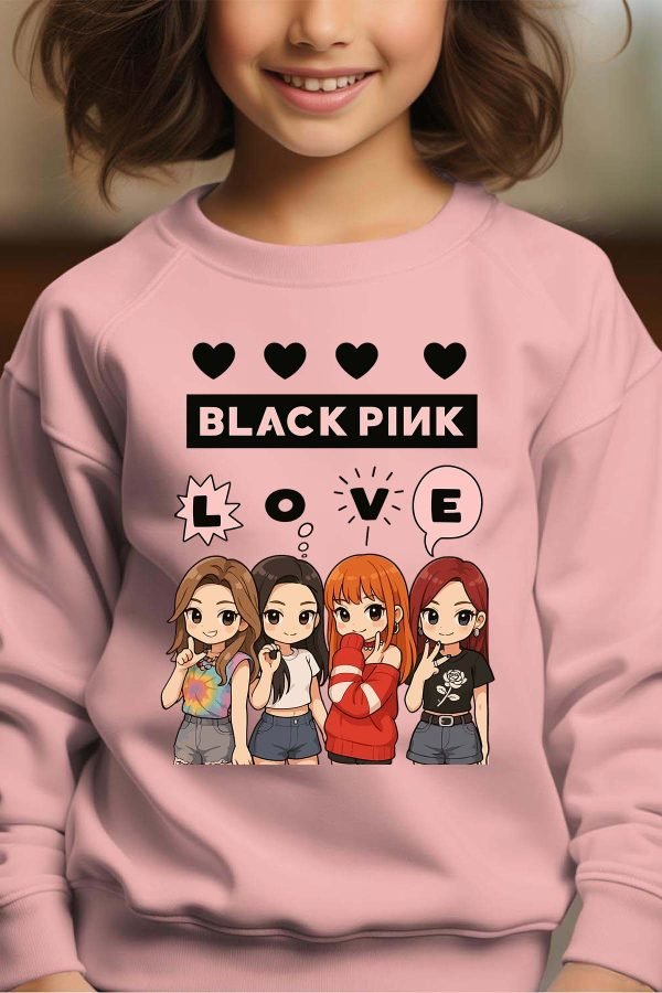 Sweat Col Rond Fille en Gros | Black Pink Love