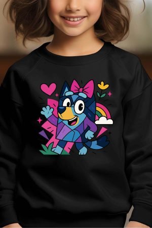 Chienne cubiste – Sweat Col Rond Fille – Noir