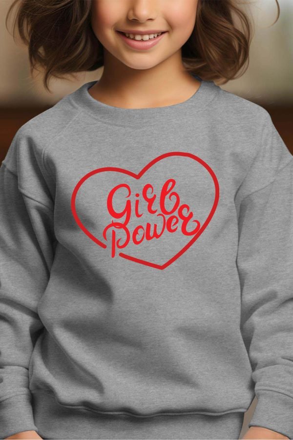 Sweat Col Rond Fille en Gros | Coeur POWER