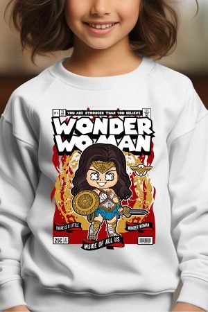 Funko Wonder – Sweat Col Rond Fille – Blanc – Copie