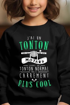 Sweat Col Rond Fille en Gros | J'ai un tonton motard plus cool