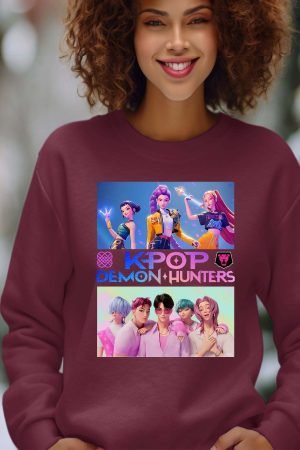 Huntrix Girls & Saja Boys – Sweat Col Rond Femme – Bordeaux