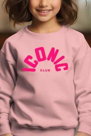 Iconic Club – Sweat Col Rond Fille – Rose