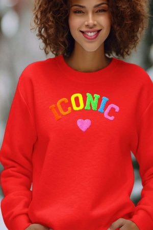 Iconic color – Sweat Col Rond Femme – Rouge