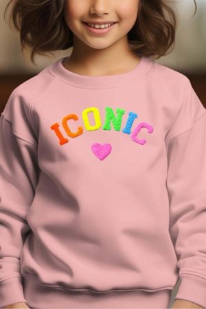 Iconic color – Sweat Col Rond Fille – Rose