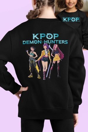 Kpop Chasseuses – Sweat Col Rond Fille – Noir