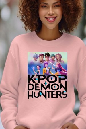 Kpop Girls & Saja Boys – Sweat Col Rond Femme – Rose