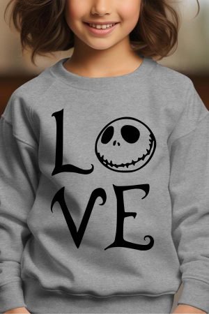 Love nightmare – Sweat Col Rond Fille – Gris