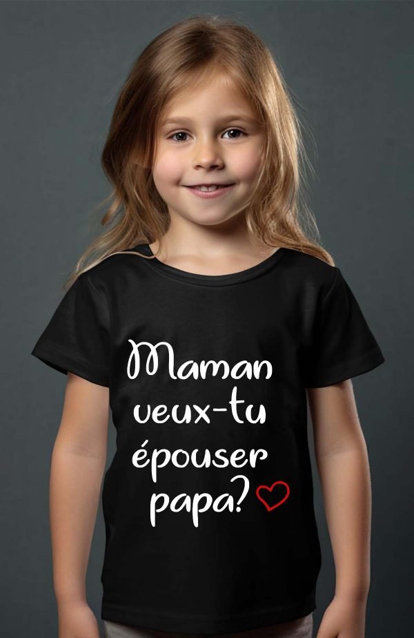 T-shirt Fille en Gros | Maman veux tu épouser papa ?