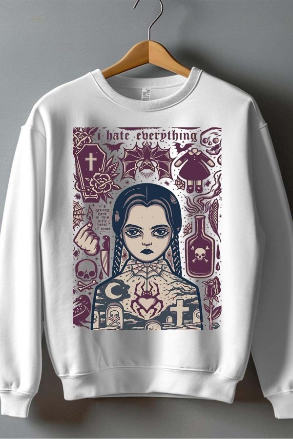 Sweat Col Rond Fille en Gros | Mercredi Hate