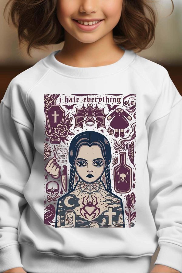 Sweat Col Rond Fille en Gros | Mercredi Hate