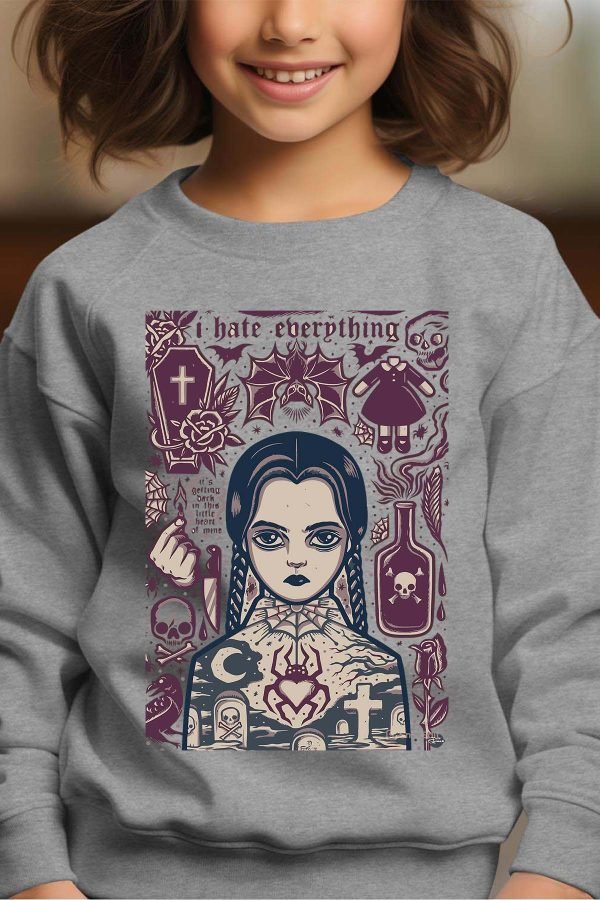 Sweat Col Rond Fille en Gros | Mercredi Hate