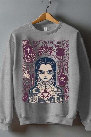 Mercredi Hate – Sweat Col Rond – Gris