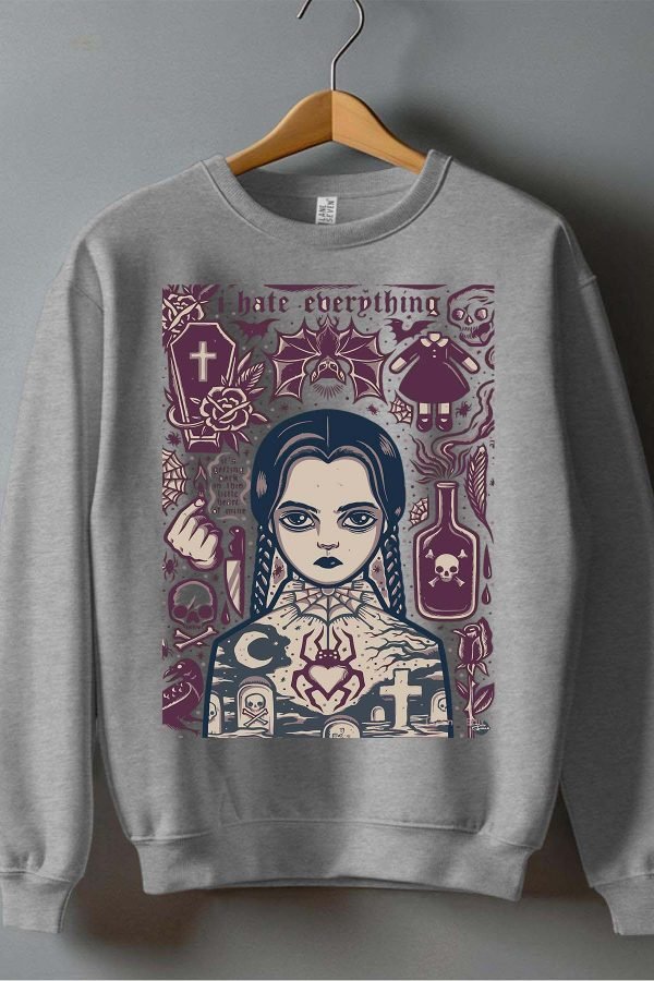 Sweat Col Rond Fille en Gros | Mercredi Hate