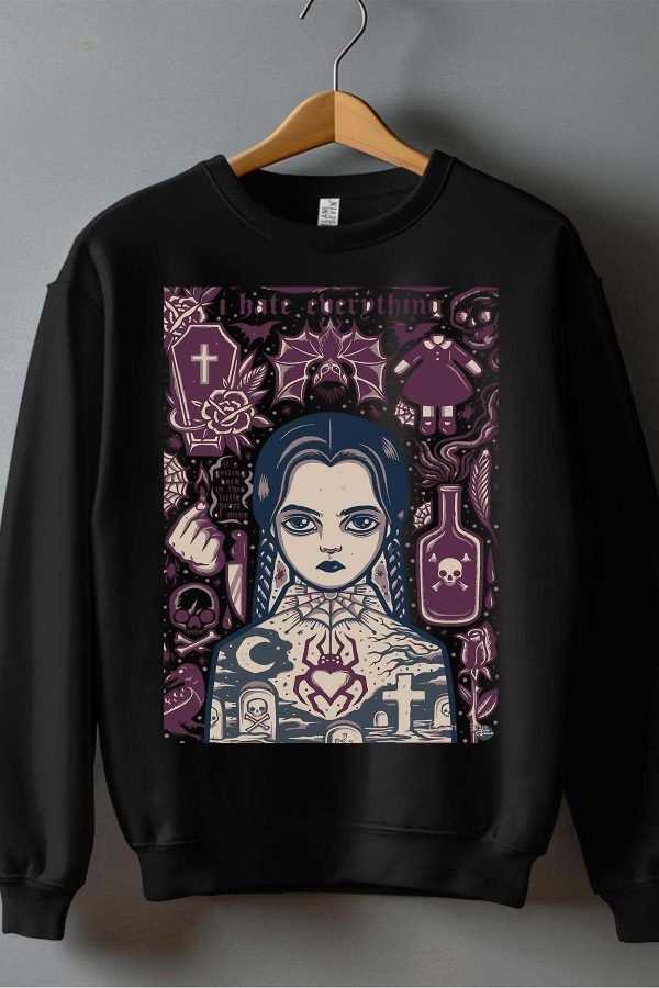 Sweat Col Rond Fille en Gros | Mercredi Hate