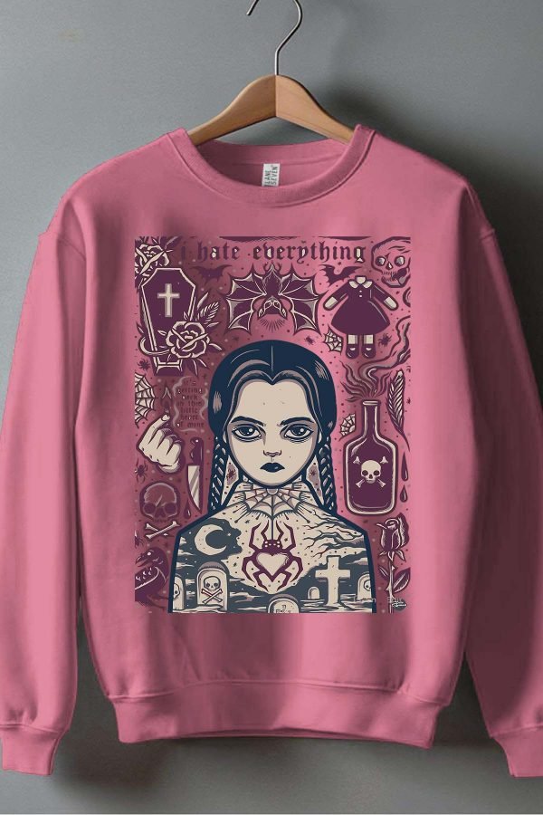 Sweat Col Rond Fille en Gros | Mercredi Hate