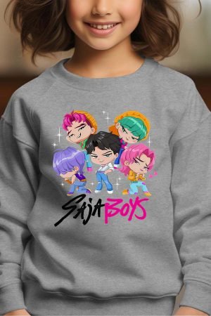 Mini Saja Boys – Sweat Col Rond Fille – Gris