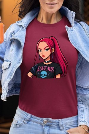 Mira Cartoon – Tshirt Femme – Bordeaux