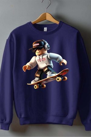 Rob Casquette – Sweat Col Rond Garçon – Marine