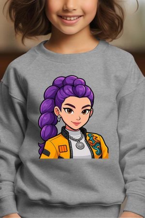 Rumi cartoon – Sweat Col Rond Fille – Gris