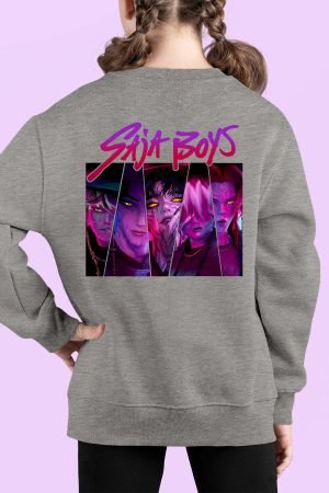 Saja Boys Triangle AR – Sweat Col Rond Fille Dos – Gris