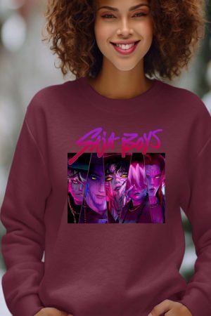 Saja Boys Triangle – Sweat Col Rond Femme – Bordeaux