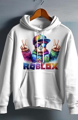 Sweat Garçon capuche – Rob deux – Blanc