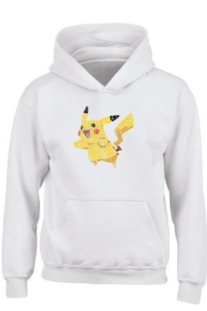 Sweat capuche Garçon – Pika TXT – BLANC