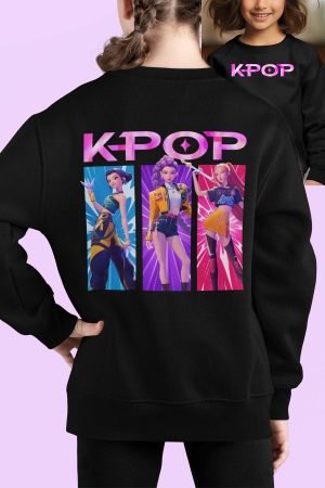 Sweat Col Rond Fille en Gros | Trio Kpop Rose AR