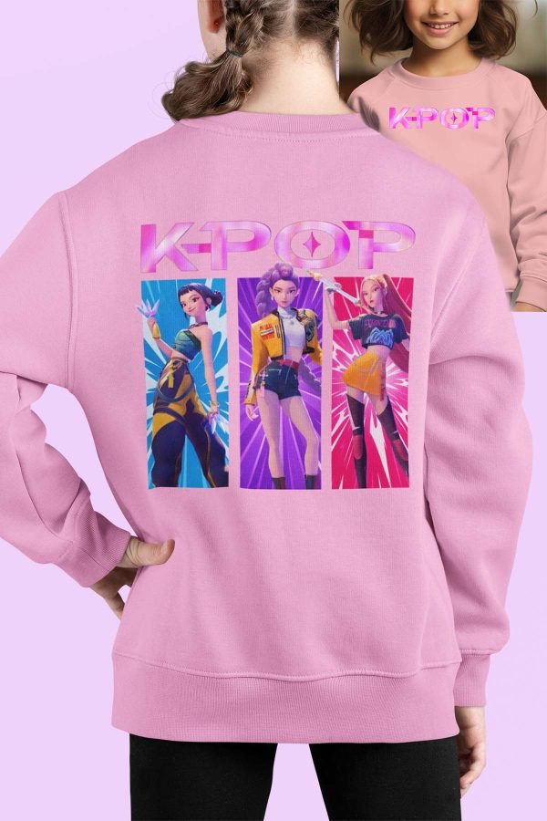 Sweat Col Rond Fille en Gros | Trio Kpop Rose AR