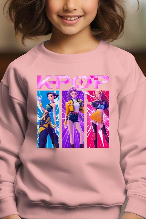 Sweat Col Rond Fille en Gros | Trio Kpop Rose
