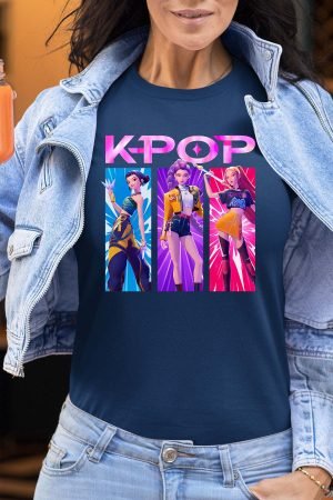 Trio Kpop Rose – Tshirt Femme – Marine