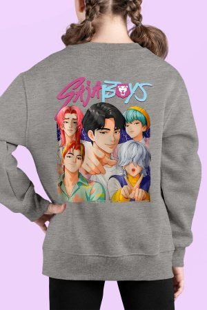 You Saja Boys – Sweat Col Rond Fille Dos – Gris