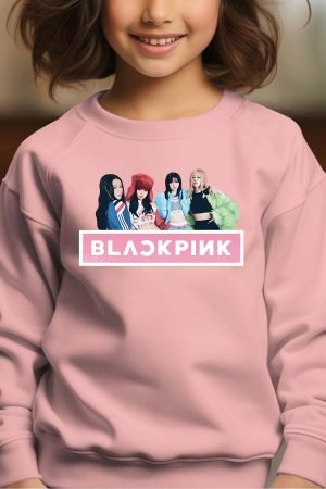 Sweat Col Rond Fille en Gros | Black pink