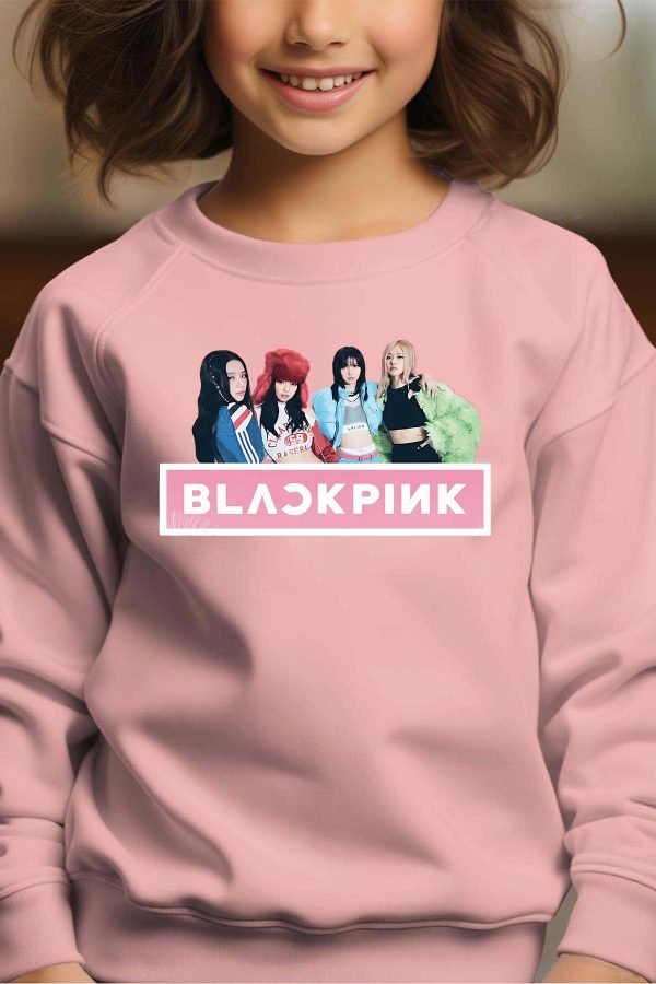 Sweat Col Rond Fille en Gros | Black pink