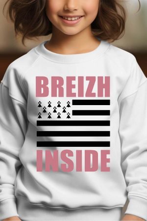 breizh Inside Girl – Sweat Col Rond Fille – Blanc