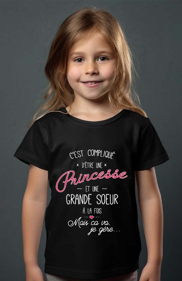 T-shirt Fille en Gros | C'est compliqué d'être une princesse et une grande sœur