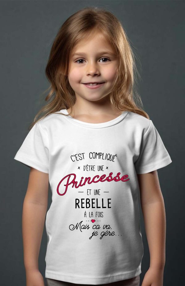 T-shirt Fille en Gros | C'est compliqué d'être une princesse et une rebelle