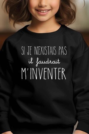 faudrait m’inventer – Sweat Col Rond Fille – Noir