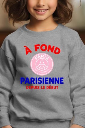 fond parisienne – Sweat Col Rond Fille – Gris