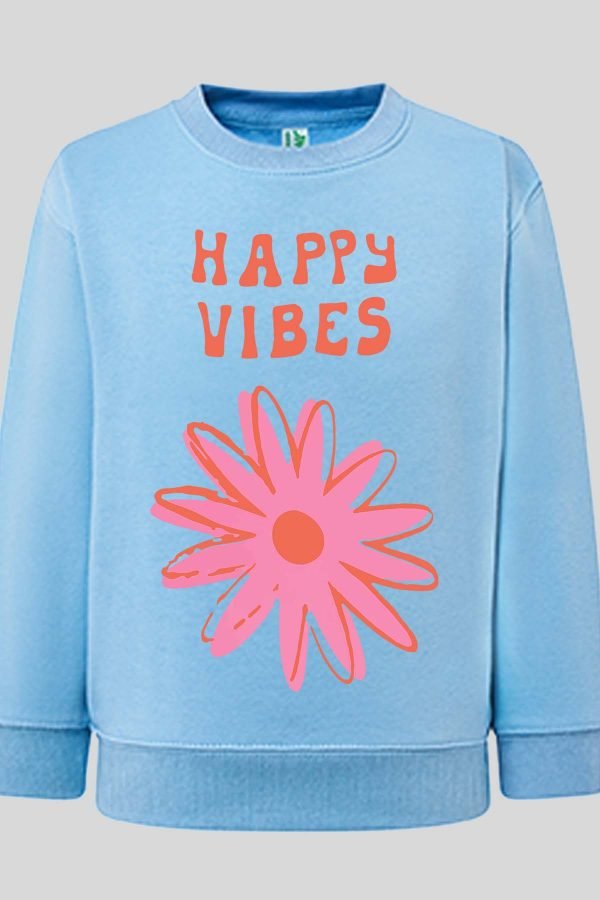 Sweat Col Rond Femme en Gros | Happy vibes fleur