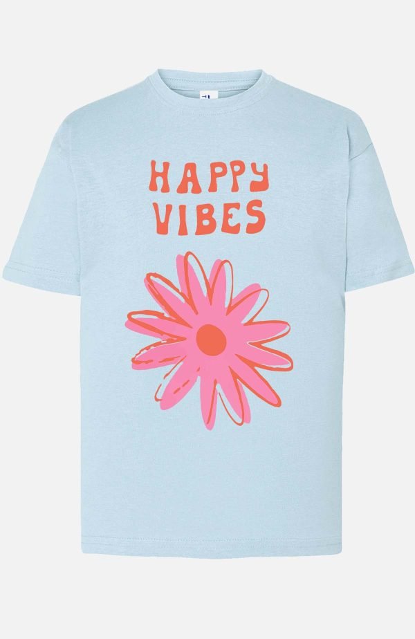 T-shirt Fille en Gros | Happy vibes fleur